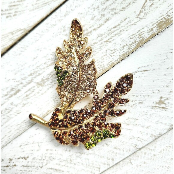 Kenneth Jay Lane For Avon Leaf Brooch With Box - Picture 4 of 8